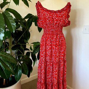 Max Studio - Red Floral Maxi Dress (L)